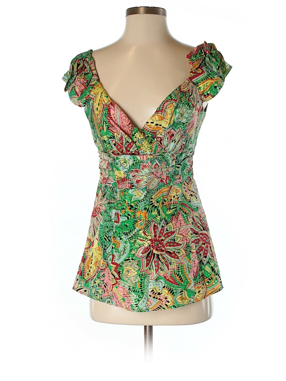 Nanette Lepore Cap Sleeve Silk Top, Sz 4 MSRP $278